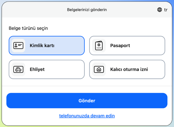 1 king para çekme için kimlik doğrulama belge yükleme ekranı